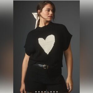 Mauve Pippa Mock-Neck Knit Sweater with White Heart